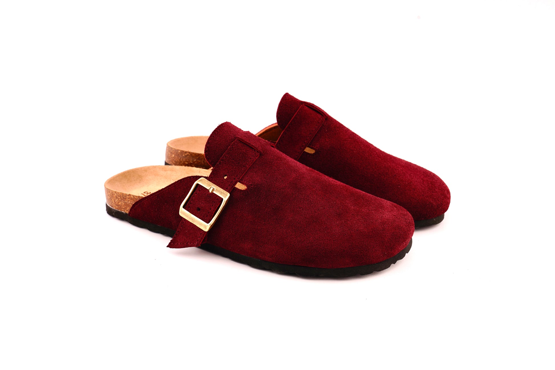 WOMEN'S BURGUNDY VELVET CLOGS